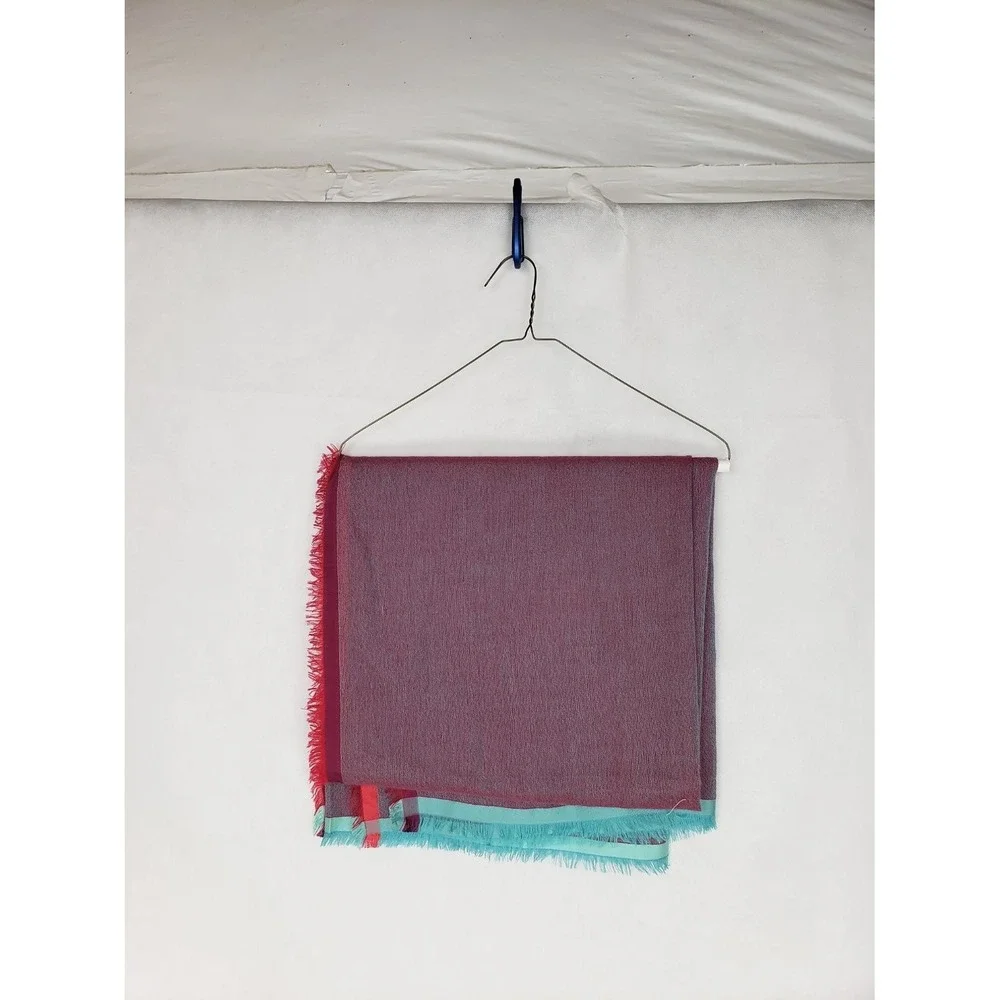 Loro Piana Italian Scarf Blue and Pink Fringe Women